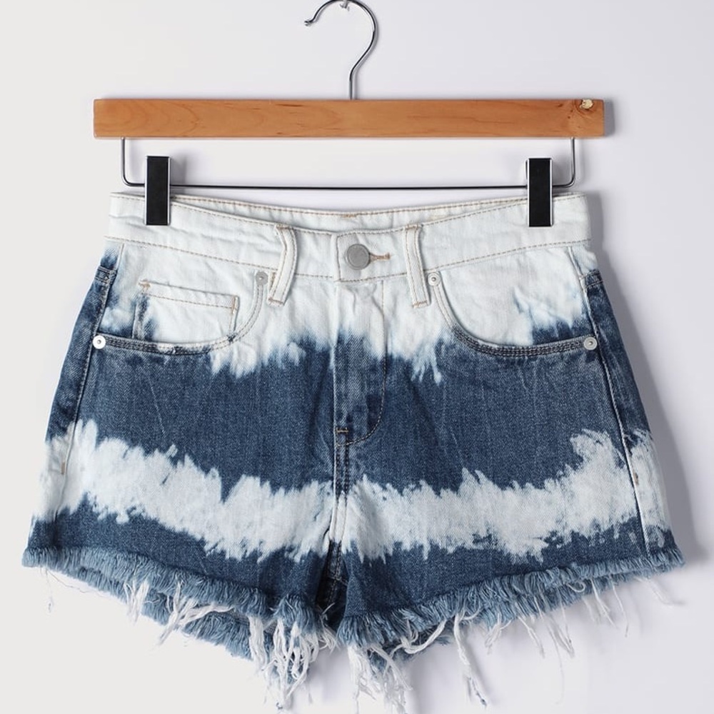 Blank NYC Dark Wash Tie-Dye High-Rise Denim Shorts